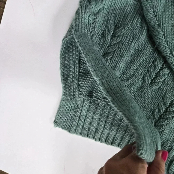 Lucky brand oversized wool blend Green V-Neck Sweater Sz Small - Picture 6 of 10
